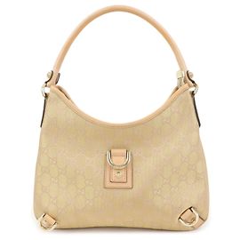GUCCI Abbey Canvas Leather Schultertasche Handtasche Rosa Beige 130738