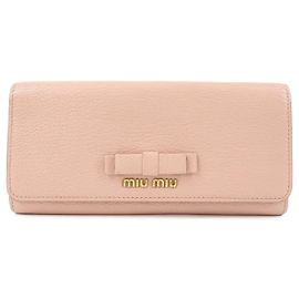 Portafoglio lungo bi-fold MIU MIU in pelle Madras con nastro Rosa 5MH109