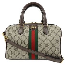 GUCCI Ophidia Sherry GG Supreme Leather 2Way Boston Bag 772061