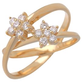 Autre Marque Ponte Vecchio Ring Blumenmotiv mit Diamant 0.27ct K18 750YG US5.5 EU51