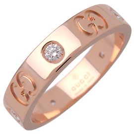 GUCCI Icon 5P Diamantring K18 750PG Roségold #10 US5 EU50 HK11
