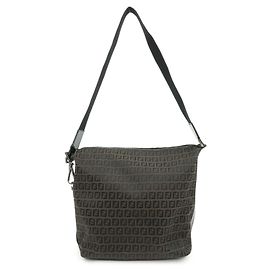FENDI Zucca Canvas Leather Schultertasche Brown Black 7VA003