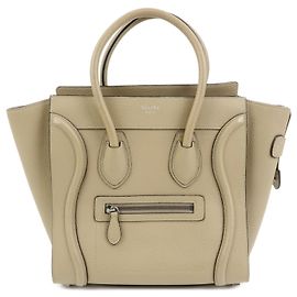 Céline CELINE Luggage mala Tote em pele de vitela mala de mão Bege