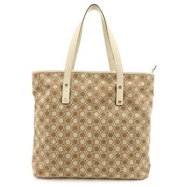 Salvatore Ferragamo Bolso Tote Ferragamo Gancini de Lona y Cuero Marrón Beige