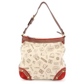 Borsa a tracolla e borsa a mano LOEWE in tela, pelle e camoscio Beige Red