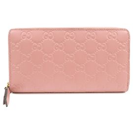 GUCCI Guccissima Leather Icon Portefeuille Long avec Fermeture Éclair Rose 410102