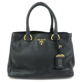 Borsa 2Way in pelle con logo PRADA Borsa a mano Nera