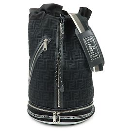 Borsa 2Way FENDI Zucca in pelle e camoscio mesh Borsa a mano e a tracolla Nera 7VA451