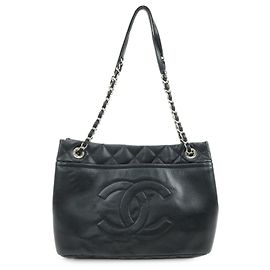 Borsa a tracolla con catena CHANEL COCO Mark in pelle caviale nera e argento