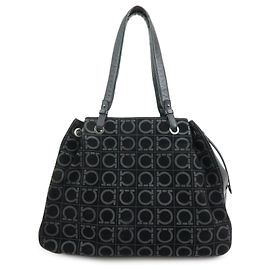 Salvatore Ferragamo Sac à épaule et cabas Ferragamo Gancini en cuir daim Noir