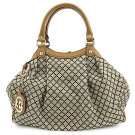 Borsa Tote GUCCI Sukey Diamante Interlocking G Canvas Leather 211944