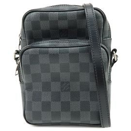 Borsa a tracolla Louis Vuitton Damier Graphite Rem Nera N41446