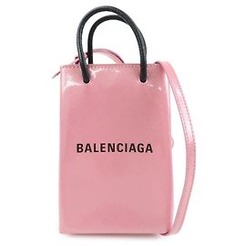 BALENCIAGA Bolso 2Way Shopping Phone Holder de piel charol Rosa 593826
