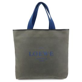 Borsa Tote LOEWE Logo Canvas in pelle, borsa a tracolla, borsa a mano Grigio Blu