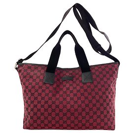 Borsa Tote Gucci 2-Way nera e rossa in tela