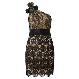 Abito da cocktail Valentino in pizzo guipure nero monospalla – Size 10 / IT 42