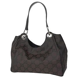 Borsa a spalla Gucci in nylon marrone