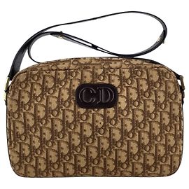 Dior Borsa a tracolla Vintage in tela Oblique Trotter con logo CD marrone