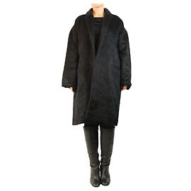 Autre Marque Abrigo de alpaca shaggy negro - talla UK 12