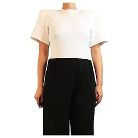 Magda Butrym Body acanalado crema de manga corta - talla UK 8