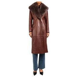 Autre Marque Trench-coat en cuir niven marron chocolat - taille UK 8
