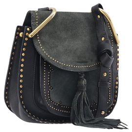 Chloé Chloe Hudson Shoulder Bag Leather Black Gold