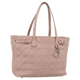 Christian Dior Canage Tote Bag Coated Canvas Pink Gold