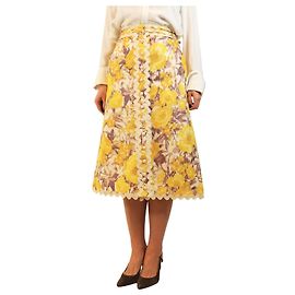 Zimmermann Falda midi floral High tide crema y amarillo - talla UK 10