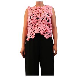 Autre Marque Top de punto crochet floral rosa - talla L