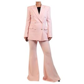 Gabriela Hearst Doppelreihiger Blazer und Hose aus Kaschmir in Rosa - Größe UK 10