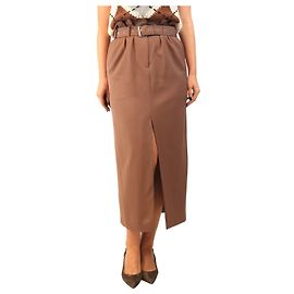 Dries Van Noten Saia midi de lã castanha com cinto - tamanho UK 8