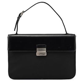 Prada Borsa con manico B7097 Black Tessuto Vitello Top Handle Bag