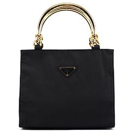 Prada Borsa Tote Tessuto Metallo Navy