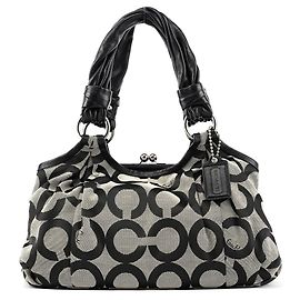 Coach 13441 Borsa Tote Signature Kiss-Lock Grey Black