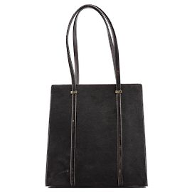 Gucci Borsa Tote in pelle e pony hair marrone scuro