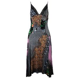 Roberto Cavalli Vestido de malla Cavalli Class 2000's con estampado animal y floral multicolor