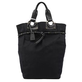 Gucci 95374 Borsa tote in tela nera con coulisse