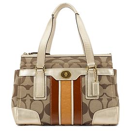 Coach Borsa Tote F11620 Beige Signature Turnlock