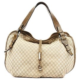 Céline Beige Macadam Croc Bittersweet Schultertasche
