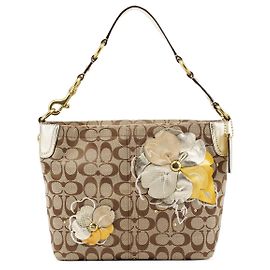 Coach Borsa a tracolla hobo floreale Beige Gold F16879