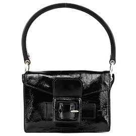 Miu Miu Borsa a spalla con fibbia in pelle verniciata nera