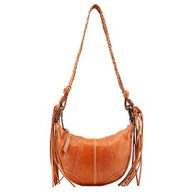 Dolce & Gabbana Borsa a tracolla hobo con frange in pelle marrone