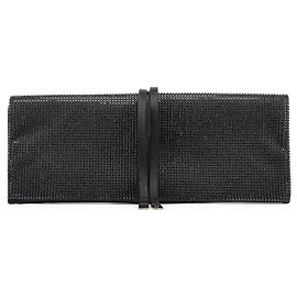 Yves Saint Laurent Grande pochette in raso nero con cristalli e strass