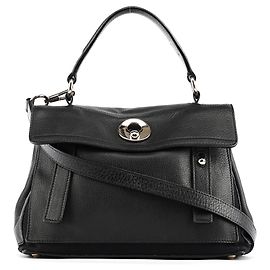 Yves Saint Laurent 289278 Borsa 2-Way Muse Two in pelle nera