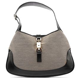 Gucci 001 3306 Borsa a tracolla Jackie in tela Beige Black Canvas