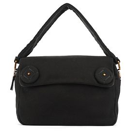 Prada Borsa a spalla BN0245 in cotone nero con bottone a pressione