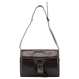 Yves Saint Laurent Borsa a tracolla con patta in pelle marrone