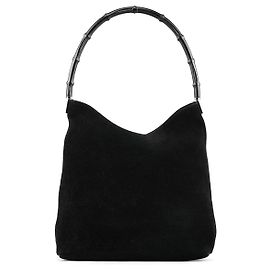 Gucci 001 3244 Borsa a spalla in camoscio nero Bamboo