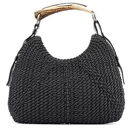 Yves Saint Laurent 107203 Borsa a tracolla Mombasa in corda intrecciata nera