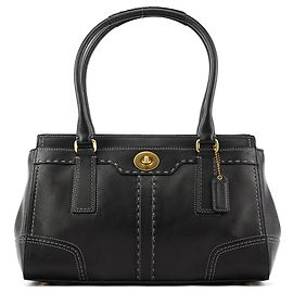 Coach Borsa Tote F11547 in pelle nera con chiusura a girella